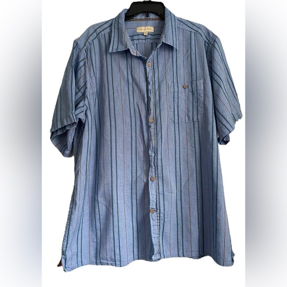 The Territory Ahead Blue Stripped Button Up Short Sleeves Shirt, Size XXL - Picture 1 of 10